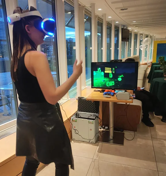 Colleagues enjoying a hosted corporate gaming event