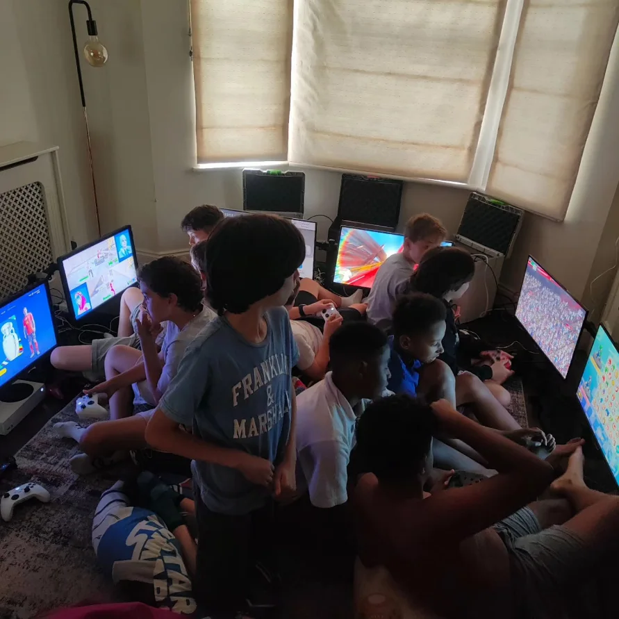 Guests enjoying a hosted gaming party in East London