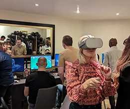 Guests competing on racing games at a private party