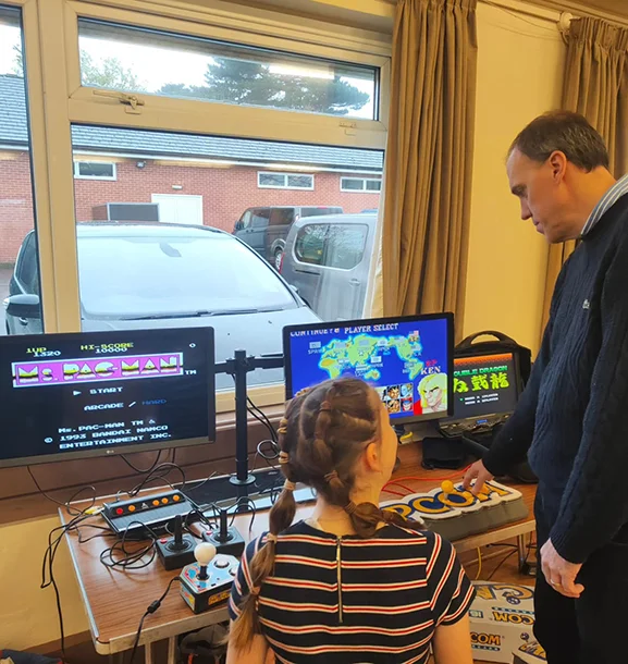 Pupils taking part in an organised school gaming event