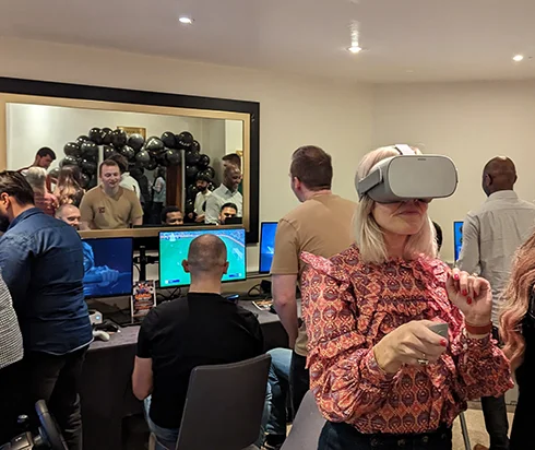 Guests enjoying a hosted gaming event